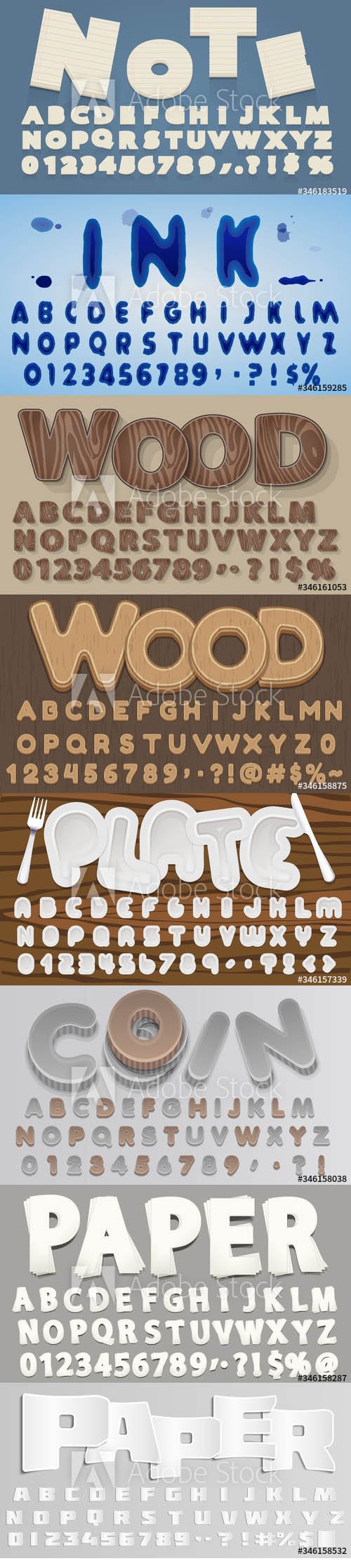 Vector Set of Alphabet Letters, Numbers and Symbols