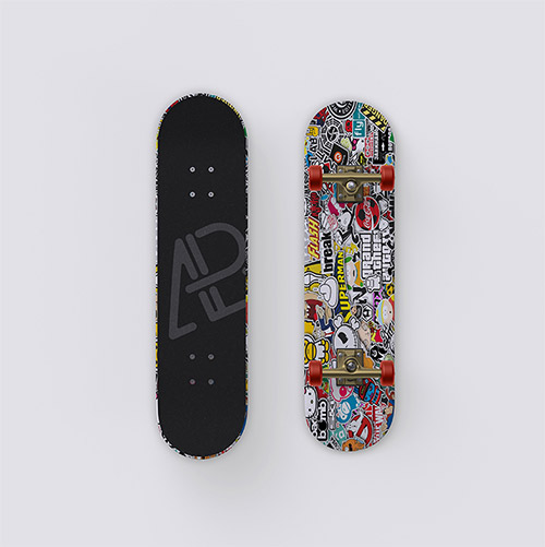 Front and Back Customizable Skateboard Mockup