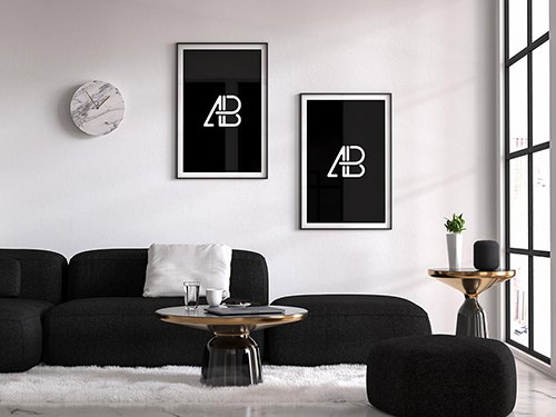 Modern Double Poster PSD Mockup