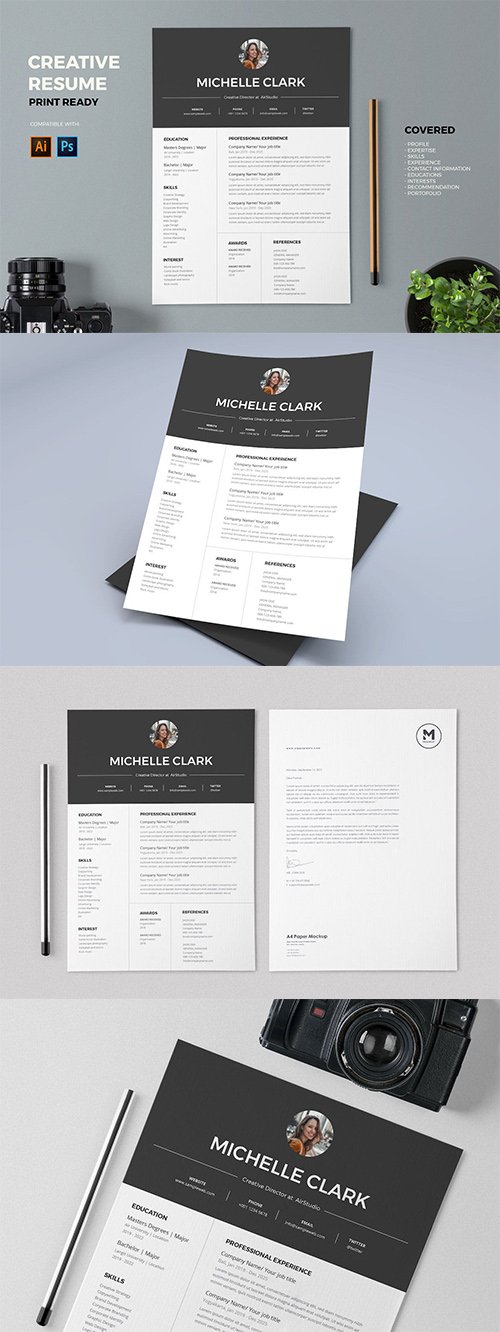 Resume / CV PSD and AI Template Pro