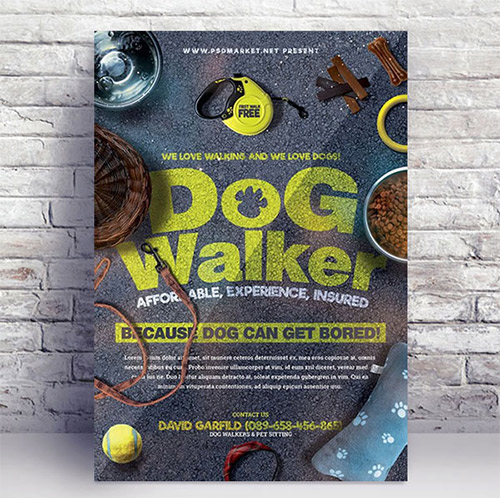 Professional dog walker - Premium flyer psd template
