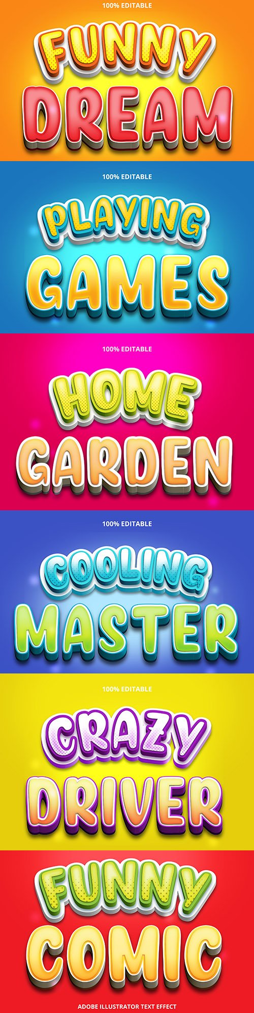 Editable font effect text collection illustration design 89