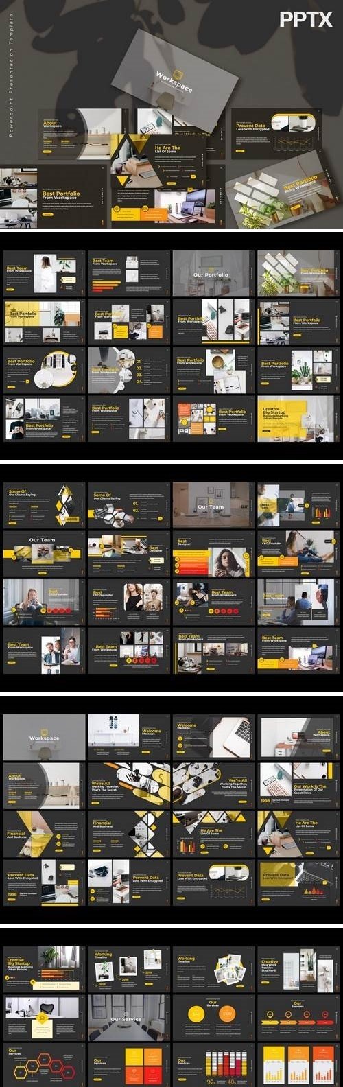 Workspace - Powerpoint, Keynote, Google Sliders Templates Dark Mode