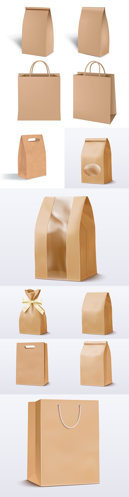 Paper brown bag for shopping package template illustration