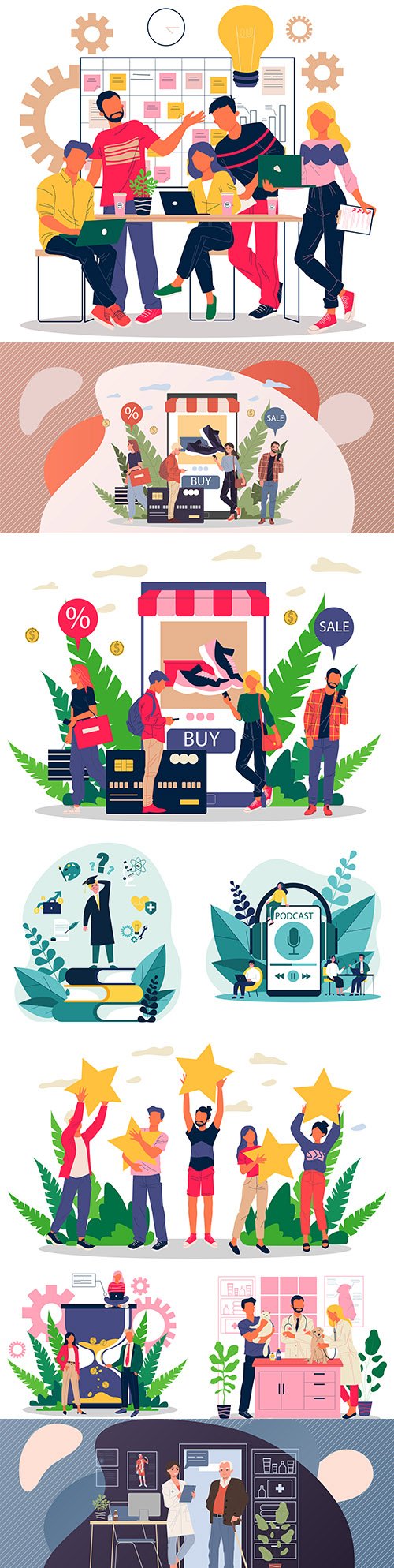 Shopping online and office successful business people