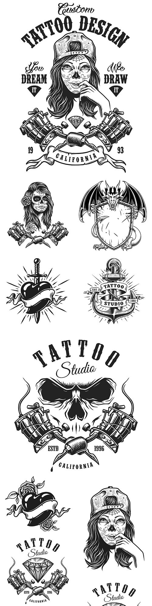 Vintage monochrome tattoo design emblem