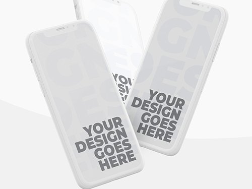 White Clay Smartphone Mockup with Isometric View
