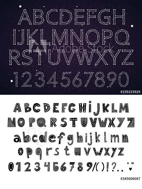 Constellation space star and Funny Font vector