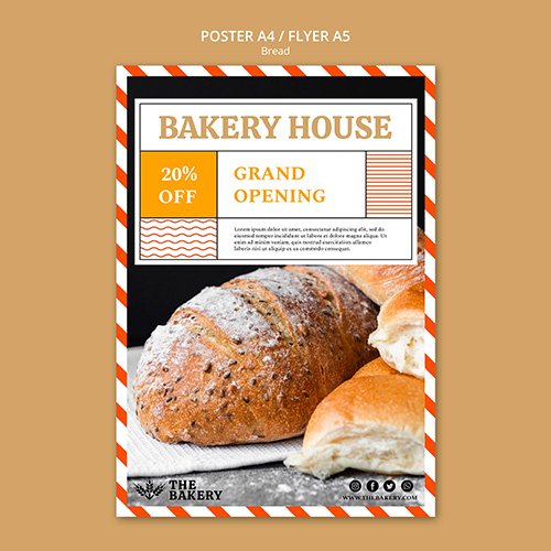 Bread business flyer PSD template