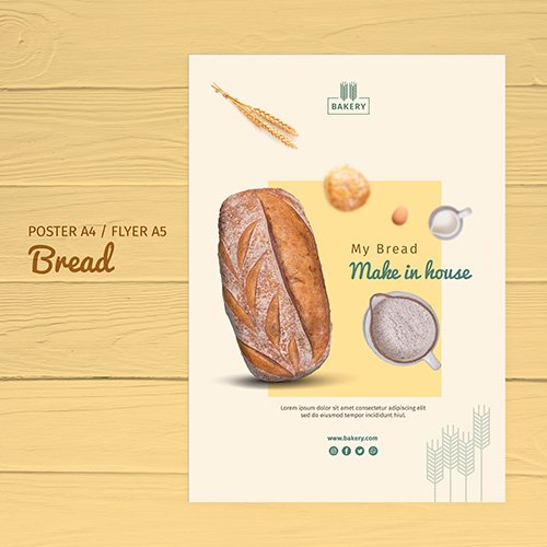 Bakery flyer PSD template design