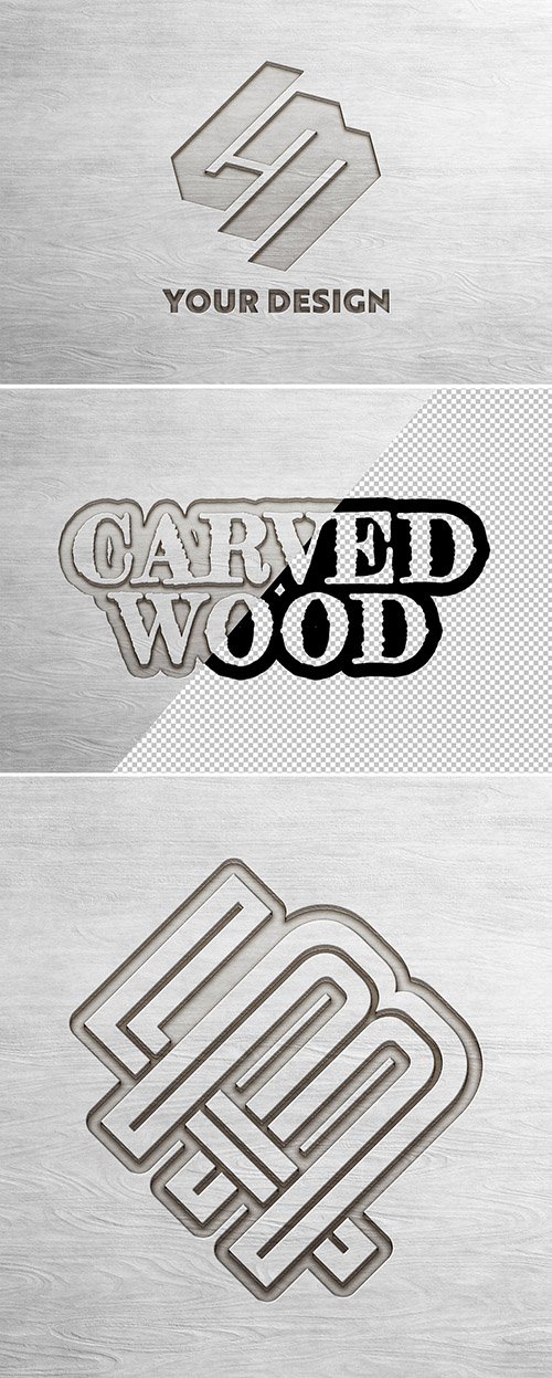 Engraved Wood Text Effect Mockup 341752391