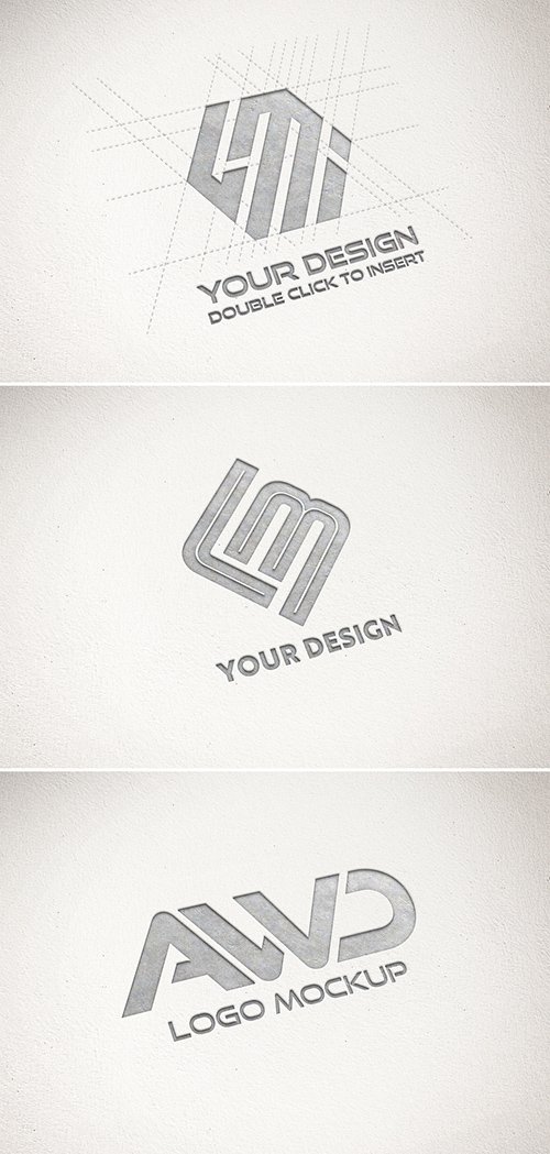 Debossed Metallic Logo Mockup on Textured Paper 346566751