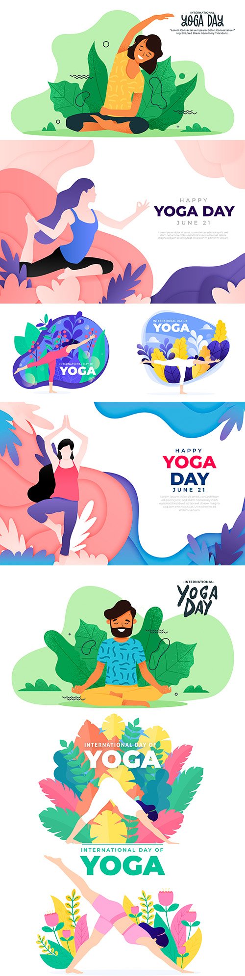 International Yoga celebration day flat design