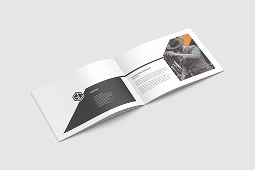 Opened A4 Landscape Brochure/ Magazine Mockup