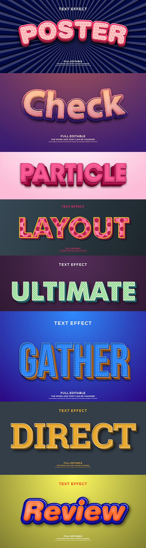 Editable font effect text collection illustration design 98