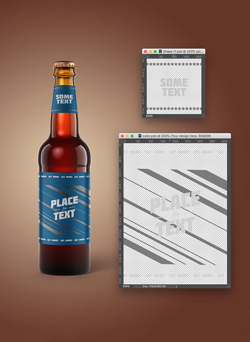 Classic Front View Beer Bottle Mockup 334546936