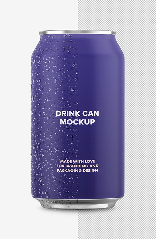 Isolated Iced Aluminum Drink Can Mockup 334505274