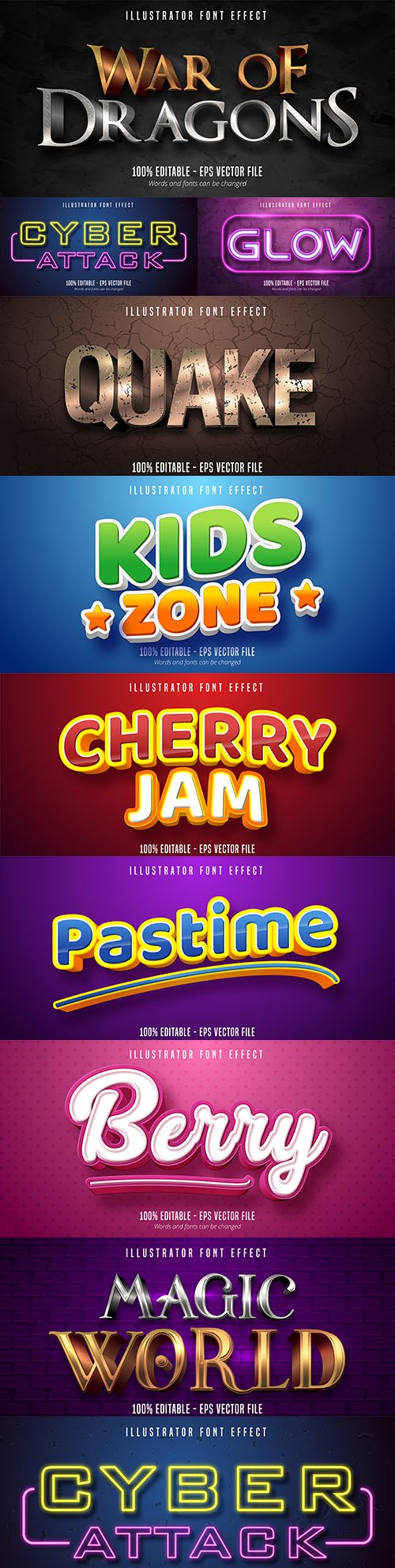 Editable font effect text collection illustration design 96