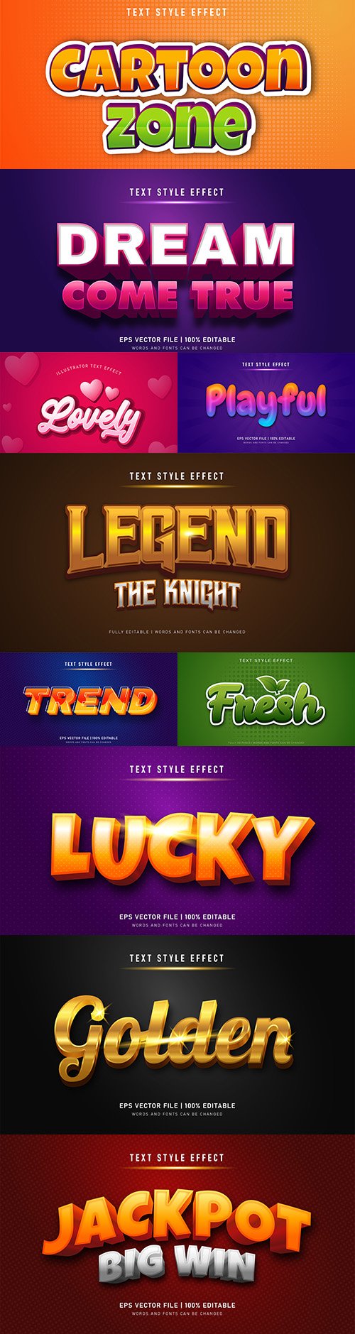Editable font effect text collection illustration design 99