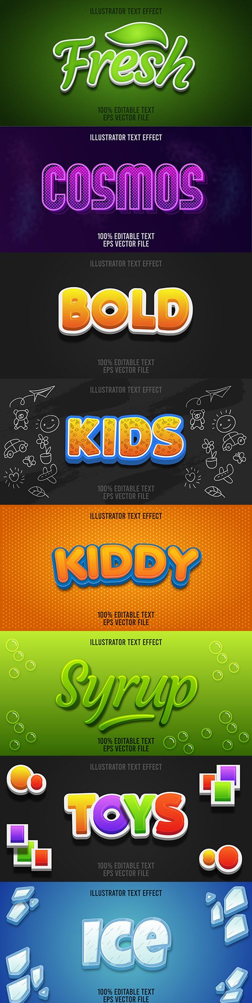 Editable font effect text collection illustration design 100