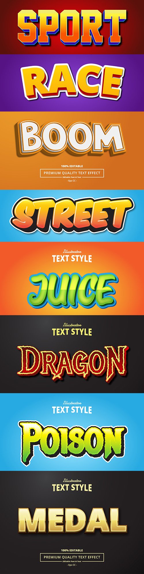 Editable font effect text collection illustration design 101