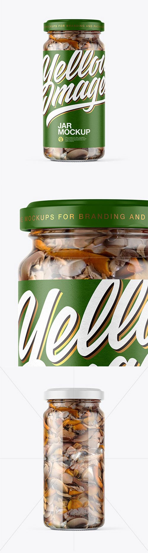 Clear Glass Jar with Marinated Mixed Mushrooms Mockup 60397