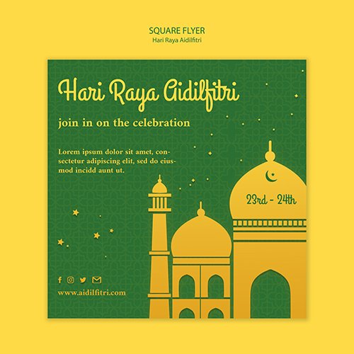 Hari raya aidilfitri square flyer psd template