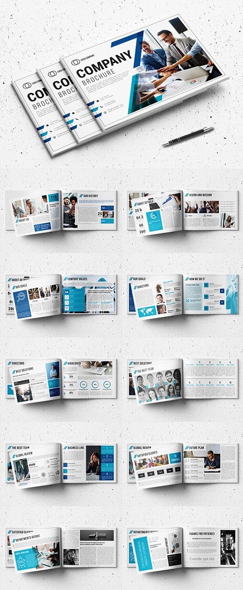 Company Profile Layout with Blue Accents 341811646