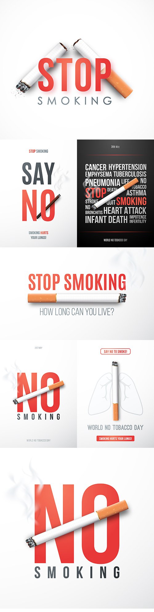 Quit smoking poster with realistic cigarette and text