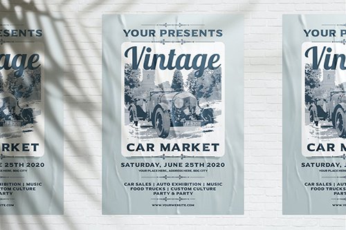 Vintage Car Market Flyer PSD