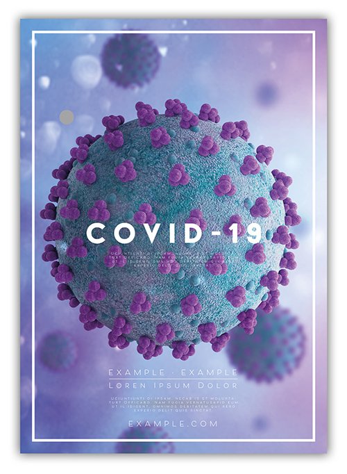 Poster Layout with Covid-19 Illustration 334818144