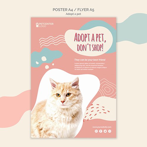 Adopt a pet poster psd template style