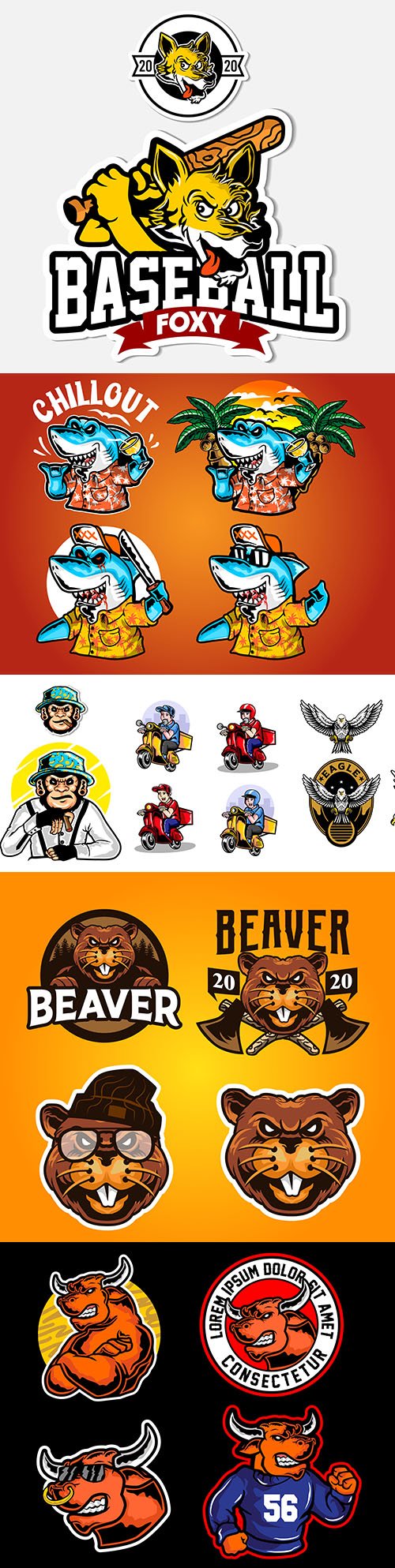 Emblem animal comics mascot design illustration