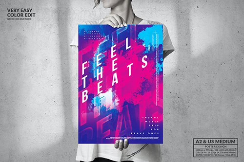 Feel The Beats Music Party - Big Poster Design PSD