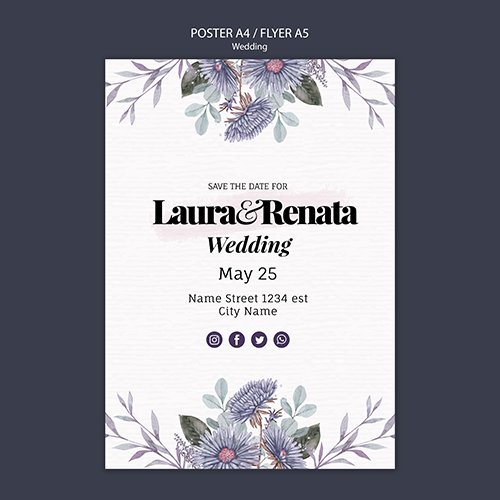 Wedding event flyer psd template design