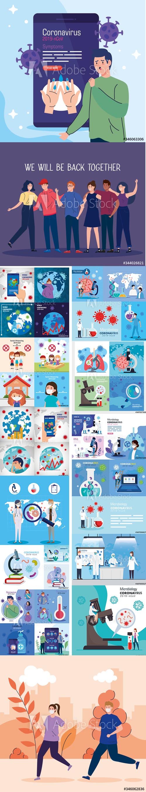 Vector Illustrations Coronavirus Concept Set Vol 2