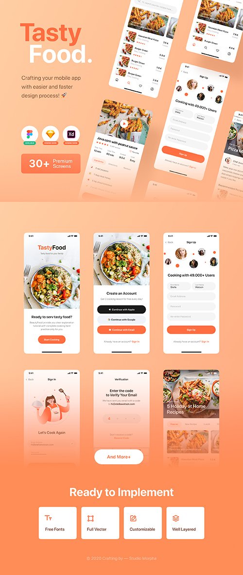 Tasty Food - Cooking Courses App UI Kit