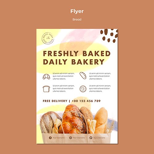 Flyer template freshly baked daily bakery psd