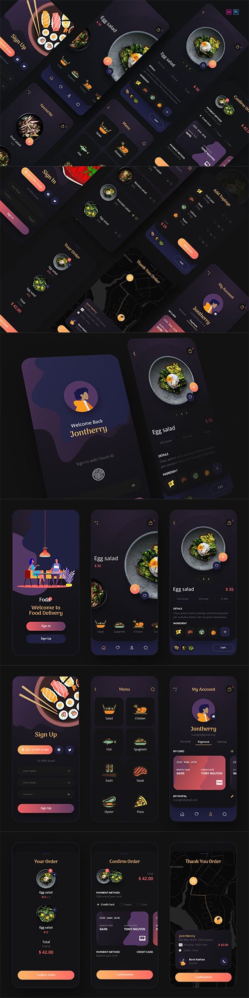Foda - Food Delivery Mobile App UX, UI Template