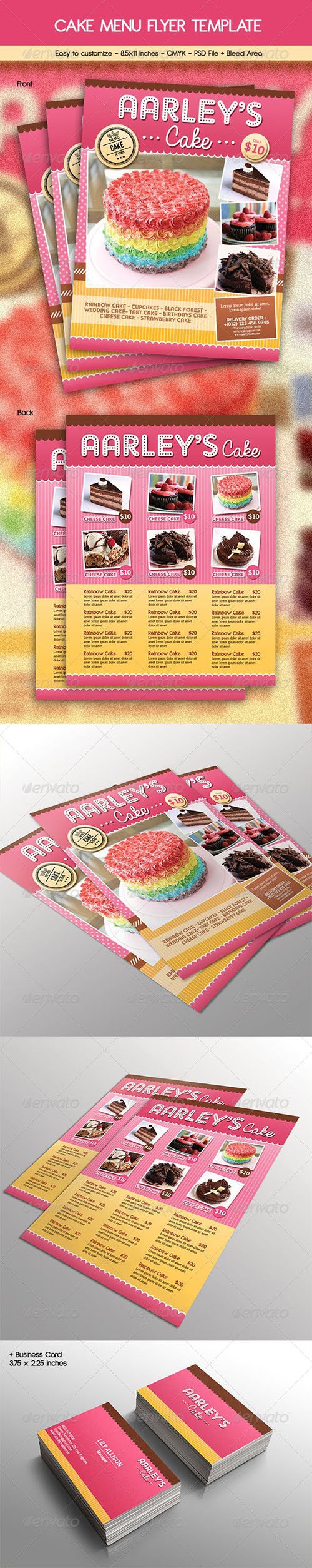GR - Cake Menu Flyer + Business Card 6784299