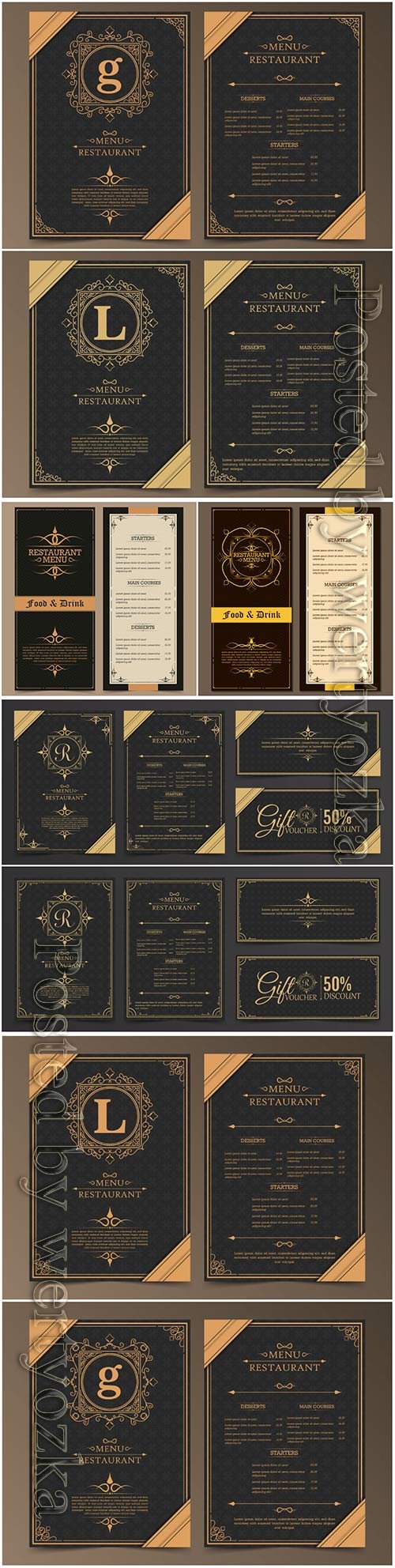 Menu layout with ornamental elements