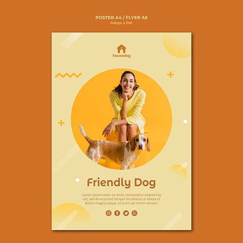 Adopt a dog template psd poster