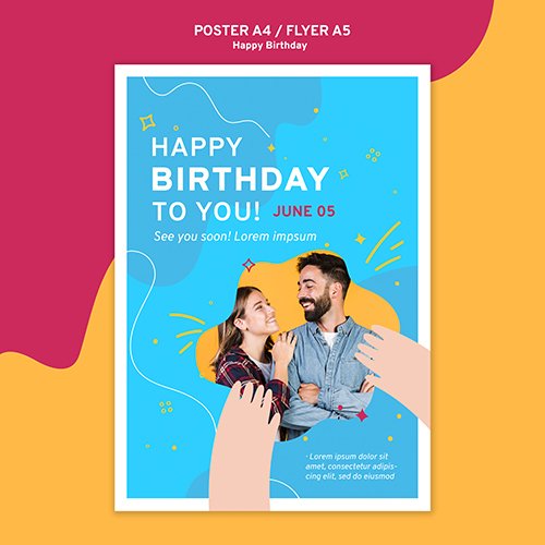 Happy birthday poster psd template