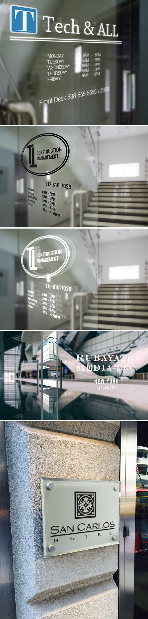 Glass Signage PSD Mockups Collection