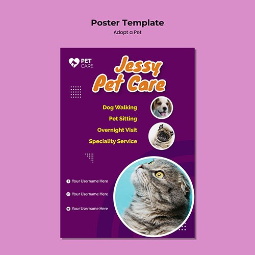 Adopt a pet template psd poster