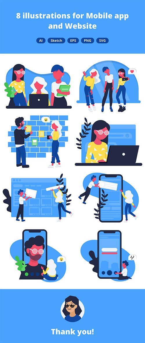 8 Office Illustrations