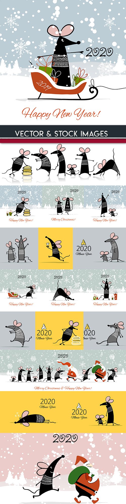 Rat funny symbol of New Year 2020 illustration 10