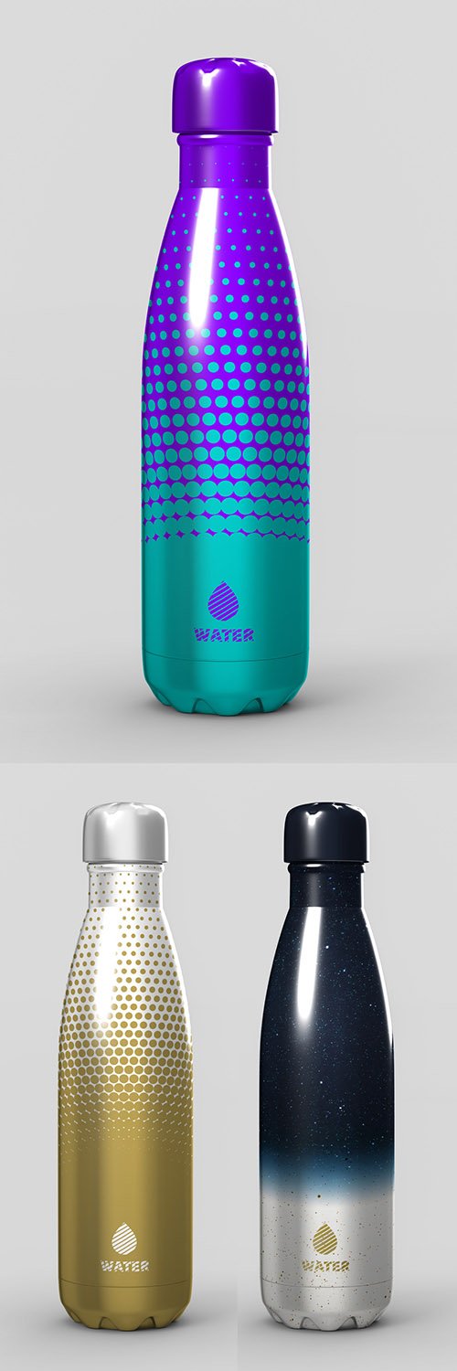 Aluminum Vacuum Bottle Mockup