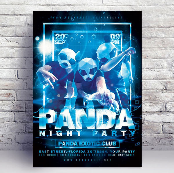 Panda party - Premium flyer psd template