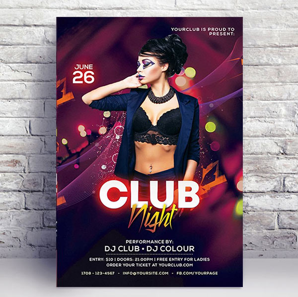 Color club style club psd flyer template